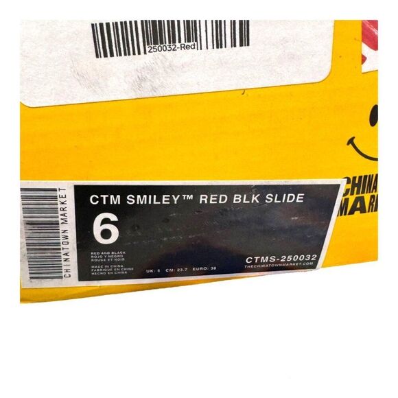 CTM Smiley Red Black Slide Size 6 Comfortable Summer Sandals For Men & Women Box - Picture 5 of 9